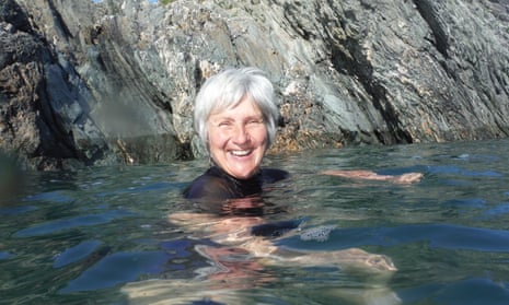 Lynne Roper swimming outdoors