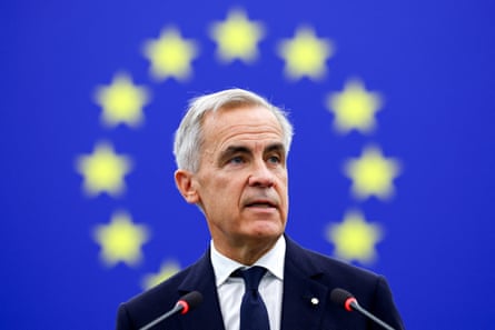Carney with EU flag backdrop