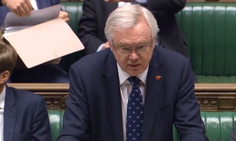 David Davis in the House of Commons announcing that the final Brexit deal will be implemented via an act of parliament.