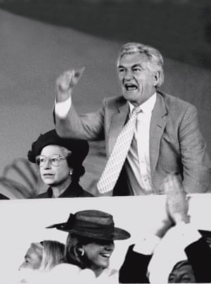 With Australian prime minister Bob Hawke at the Queen Elizabeth Stakes, May 1988.