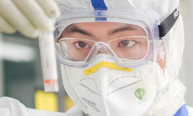 A scientist works in a virology lab in Wuhan, China.