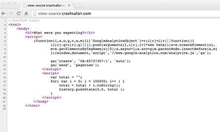 Crash Safari website code