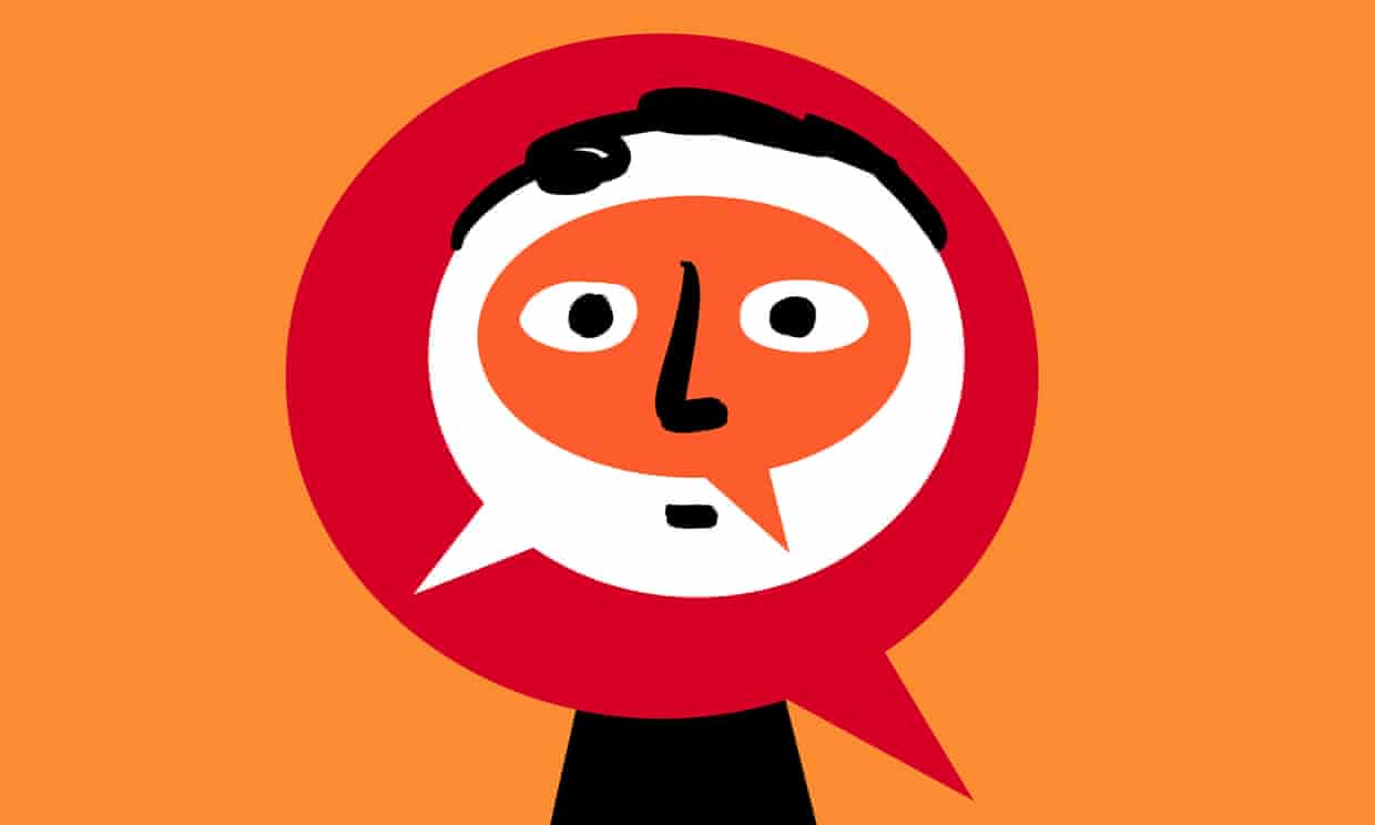 Illustration of speech bubbles with overlapping faces inside