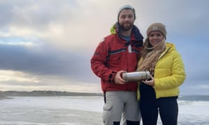 Conor McClory and Sophie Curran found the metallic tube along Bloody Foreland in Gweedore, County Donegal on Sunday.