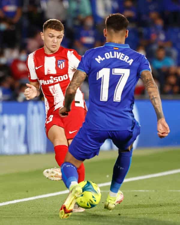 Kieran Trippier: ‘It was carnage but understandable because for Atlético it was huge’ | Champions League 4 Atlético Madrid’s Kieran Trippier in action against Getafe’s Mathias Olivera.
