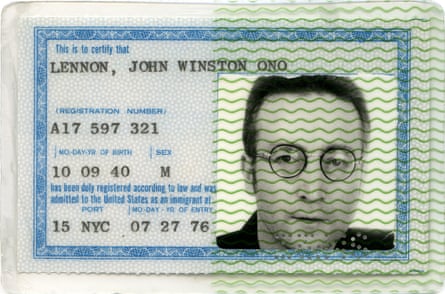 John Lennon’s green card issued by the U.S.Immigration Office in 1976.