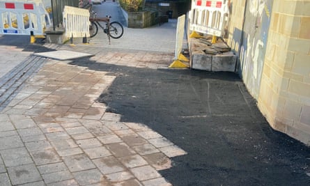 Half of a paved area in Bristol has been replaced by tarmac