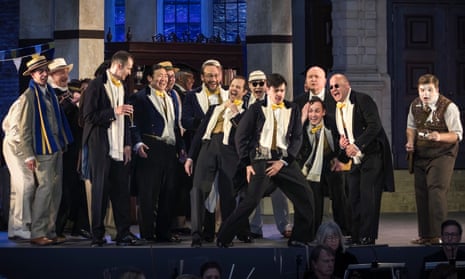 Initiation rites… Opera Holland Park’s chorus as interwar Bullingdon Club chums in Rigoletto.