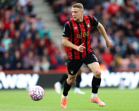 Adrien Truffert on the ball during the Premier League match between Bournemouth and Newcastle