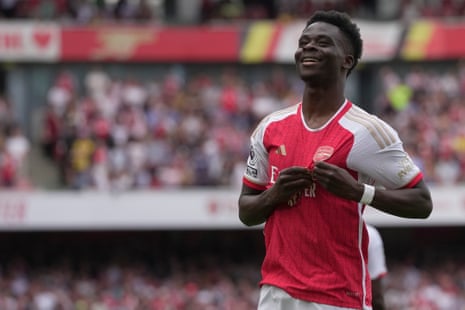 Bukayo Saka makes it three for Arsenal. A stroll in the sunshine.