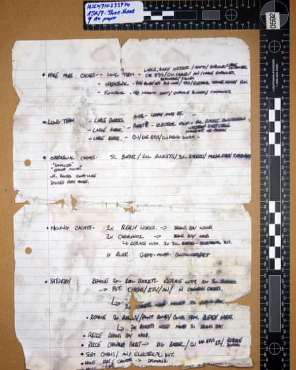 A handwritten note by Maxwell, discovered in an underground hide in Powderham New Plantation in Devon.