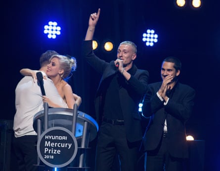 Wolf Alice on stage after winning the Mercury prize in 2018