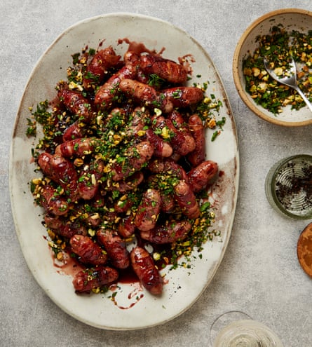 Yotam Ottolenghi’s sticky pomegranate and pistachio pigs in blankets.