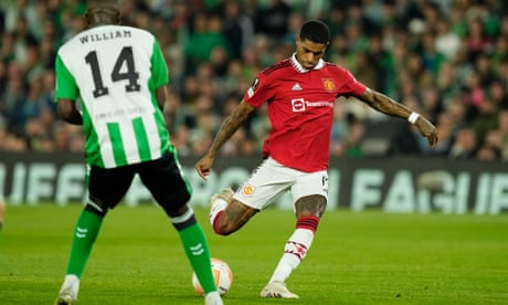 Marcus Rashford scores for United against Betis.