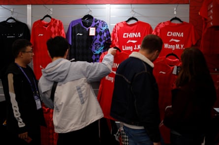 Chinese table tennis fans looking to buy replica shirts of their top stars in the fan zone outside Wembley Arena. Theirs was the only national jersey available.