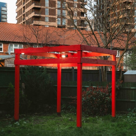 Liam Gillick’s architectural sculpture, which is now used by neighbours as a gathering spot for BBQs and a storage space for garden furniture.