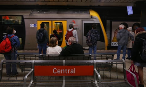 A train heading to Bondi Junction from Central railway station in Sydney, Australia