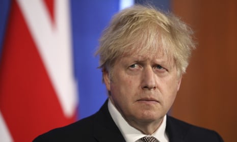 Boris Johnson during a virtual press conference at Downing Street
