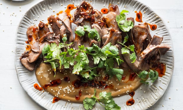 Norman’s lamb tongue with numbing chilli and tahini sauce