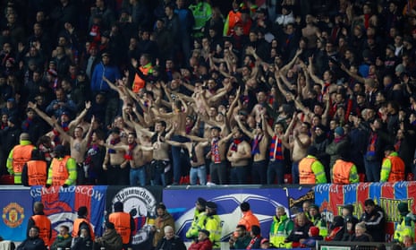 CSKA Moscow fans enjoy themselves in Manchester.