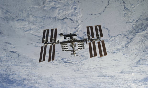 The International Space Station seen from space shuttle Discovery.