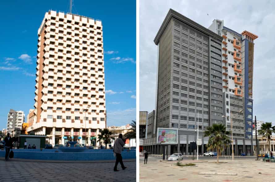 Lost wonder … how Henri Chomette’s Hotel Independence used to look and the building today.