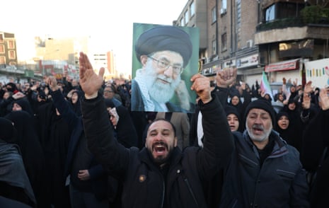 The mourners, dressed mostly in black and some crying, chanted “death to America” and “death to Israel”.