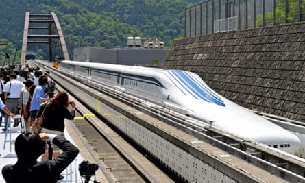 The new L0 series train, built to run on the forthcoming Tokyo-to-Osaka route at speeds of up to 500km/h.