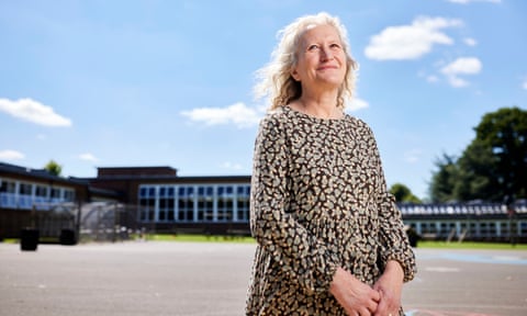 Sue Vermes outside Rose Hill Primary School, Oxford.