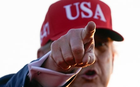 Donald Trump gestures at the event hosted by America250.