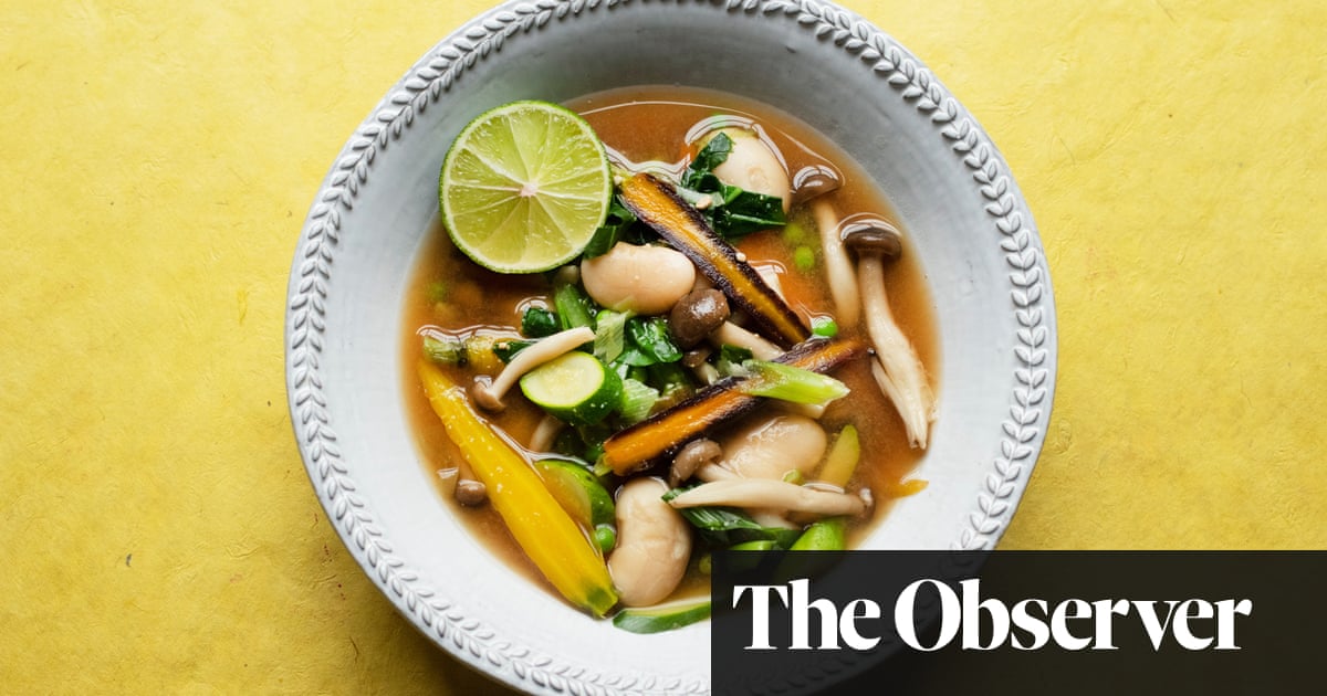Nigel Slater’s recipe for spring vegetables in miso broth