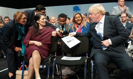 Boris Johnson and Priti Patel at the Conservative party conference in Manchester, October 2021