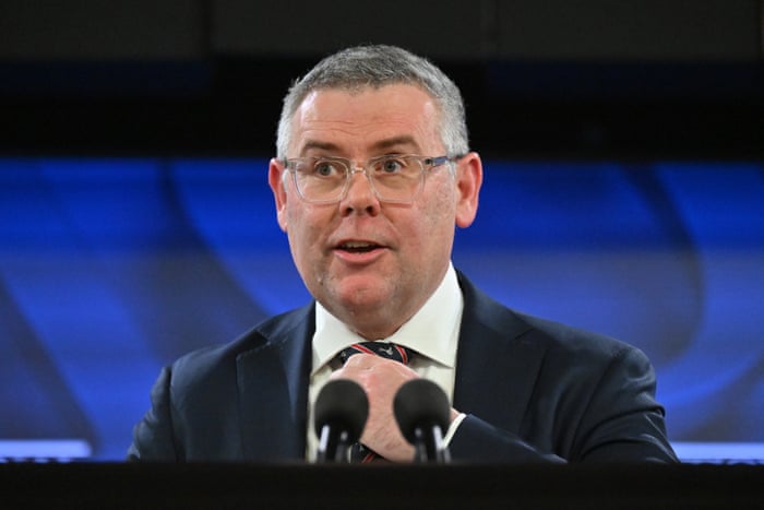 The federal minister for agriculture, fisheries, forestry and emergency management, Murray Watt, at the National Press Club in Canberra on Tuesday.