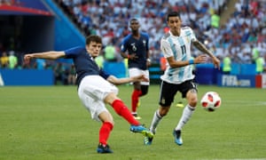 Franceâ€™s Benjamin Pavard lashes home to make it 2-2.