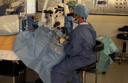 An operation at Singleton hospital’s eye clinic in Swansea