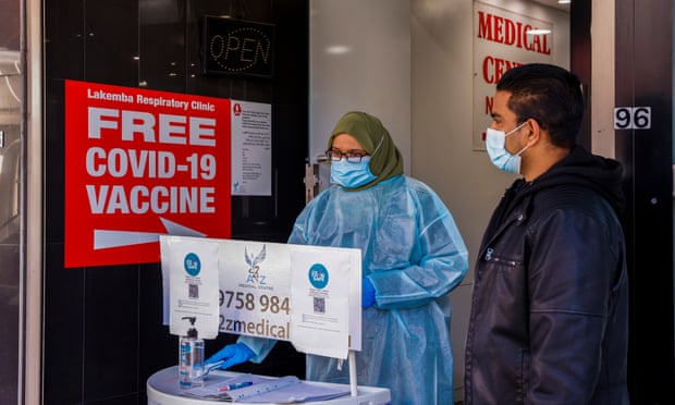 A medical centre in Lakemba in south-west Sydney offers Covid vaccines on Thursday. 