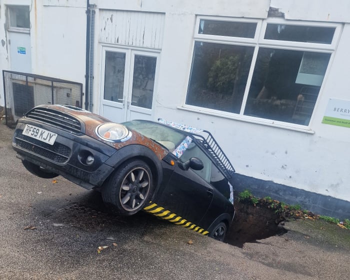 ‘The Earth ate my Mini’: Cornwall man loses car in sinkhole