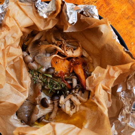 Nigel Slater’s baked mushrooms with garlic and thyme.