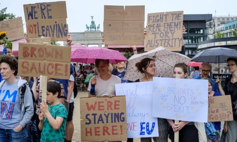 Britons protest in Berlin after the vote to leave the EU.