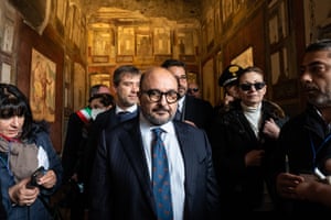 Culture minister Gennaro Sangiuliano attends the reopening on Tuesday