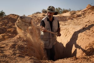Chamseddine Marzoug at the small cemetary near Zarzis where he and volunteers bury the migrants and refugees that wash ashore.