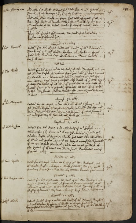 The 1667 copyright registration for John Milton’s Paradise Lost.