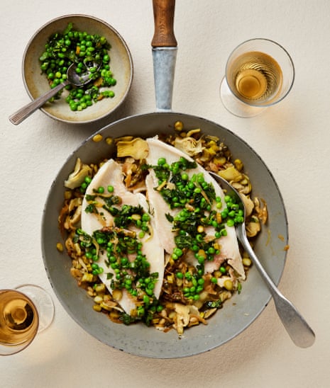 Lemon sole with sweet-sour spring veg