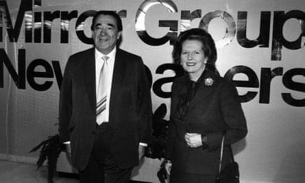Robert Maxwell with Margaret Thatcher, 1985.