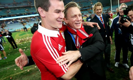 Daniel Craig, here celebrating with fly-half Jonny Sexton the Lions win over Australia in Sydney in 2013, is a known rugby fan.