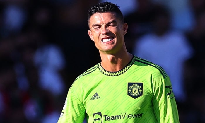 Brentford v Manchester United: Premier League – reside! | Premier League 3 Manchester United's Cristiano Ronaldo looks dejected after Brentford's Ben Mee scores their third goal.