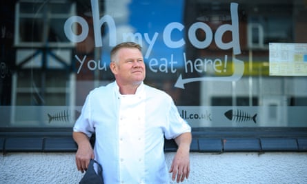 Andrew Crook, the owner of the only fish and chip shop in Coppull, Lancashire