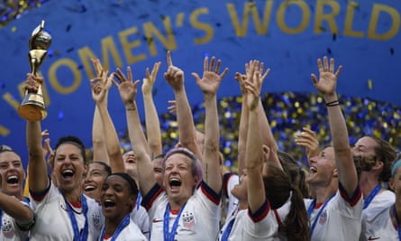 USA’s players celebrate with the trophy after winning the 2019 Women’s World Cup