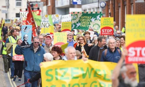 Demonstrators protest  in May 2022 against the building of the Sizewell C nuclear power station on the Suffolk coast.