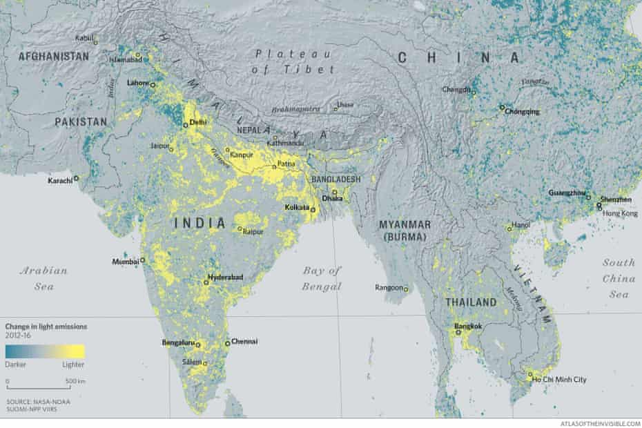 Light emissions data from 2012 and 2016